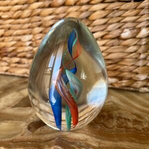 Sphere with Tri-Swirl Art Glass Paperweight